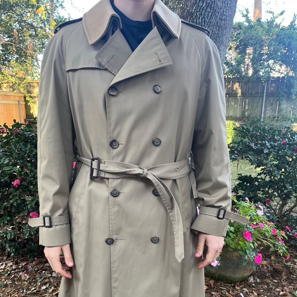 Trench coat Vintage Botany 500 kaki Double Breasted removable liner Size 42 L